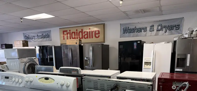 Refrigerators, ranges, washers and dryers on the RDM showroom floor